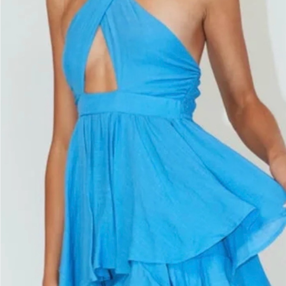 Princess Polly Blue Backless Halter Mini Dress